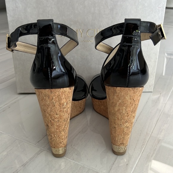Jimmy Choo Patent Leather Black Wedges size 40.5 - Picture 6 of 9